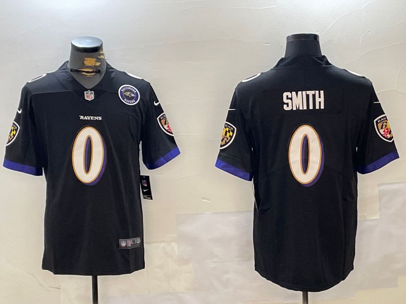 Men Baltimore Ravens #0 Smith Black Second generation 2024 Nike Limited NFL Jersey style 2